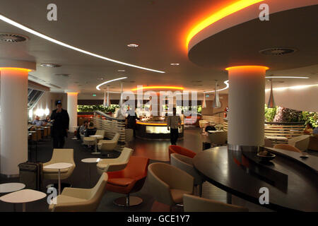 SkyTeam Lounge - Heathrow. The SkyTeam Lounge at Terminal 4 in Heathrow Airport Stock Photo