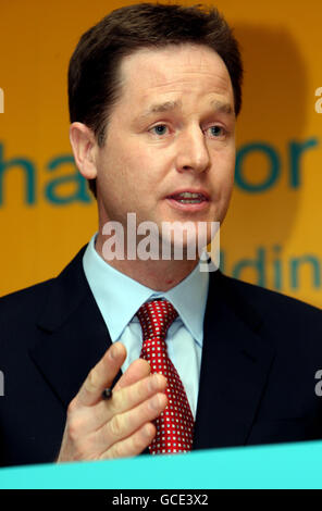 Nick Clegg press briefing Stock Photo - Alamy