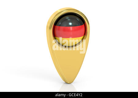 map pointer with flag of Germany, 3D rendering isolated on white background Stock Photo