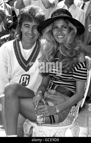 Rolling Stone Bill Wyman, and his 18 year old bride to be Mandy Smith at the launch of Sticky Fingers, the veteran rocker's restaurant in Kensington, London. Stock Photo