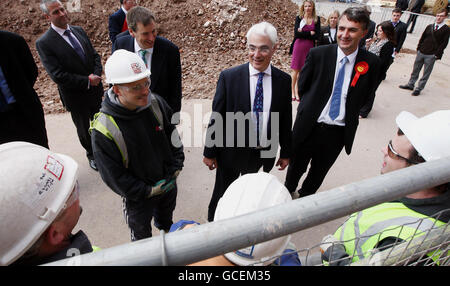 Chancellor of the Exchequer Alistair Darling during a visit to the University of Worcester, while on the general Election campaign trail. Stock Photo