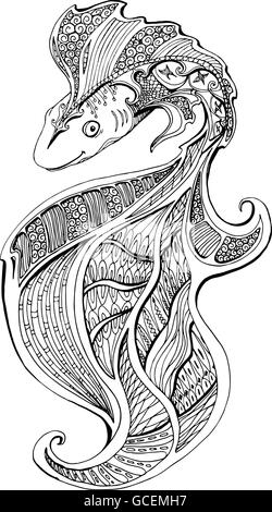 Coloring page with goldfish Stock Vector