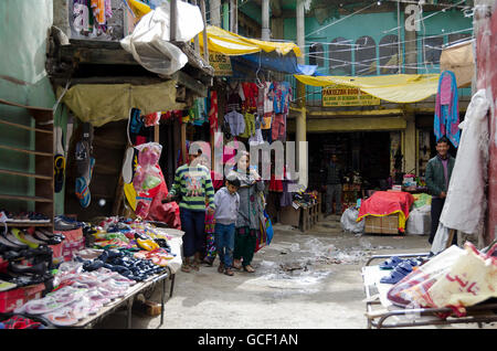 Street scene with shops, Kargil, Leh to Srinagar Road, Ladakh, Jammu and Kashmir, India Stock Photo