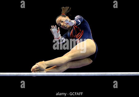 Great Britain's Beth Tweddle competes on the uneven bars during the European Artistic Championships at the NIA, Birmingham. Stock Photo