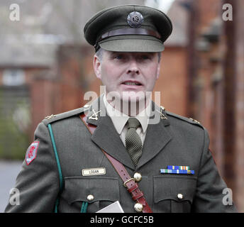 Commandant Paul Logan leaves a court martial in McKee Barracks, Dublin, where Able Seaman Eoin Gray was sentenced to three months in military prison for disclosing sensitive information on the whereabouts of Navy ships. Stock Photo