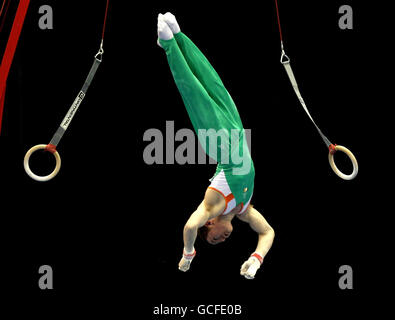 Ireland's Christopher O'Connor competes on the Rings during the European Artistic Championships at the NIA, Birmingham. Stock Photo