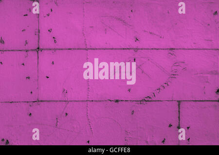 Scratchy purple pink or purplish pinkish violet styrofoam wall background with sketches Stock Photo