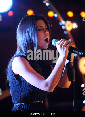 Marina of Marina & the Diamonds performs during filming of Channel 5 chat show Justin Lee Collins: Good Times, at The Rivoli Ballroom in Brockley, South London. Stock Photo