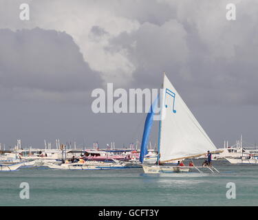 A native sailing craft in Boracay Island, Philippines Stock Photo