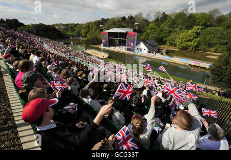 The newly-restored Scarborough Open Air Theatre in Northstead Manor Gardens, Scarborough, North Yorkshire, the largest outdoor theatre in Europe, with an audience of more than 6,500, as it was officially opened by the Queen. Stock Photo