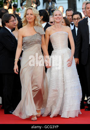 Actress Naomi Watts (right) attends premiere for Fair Game, a film based on the true story of Whitehouse scandal, in which she plays outed CIA agent, Valerie Plame Wilson (left), the wife of journalist Joseph Wilson who was critical of George W Bush's invasion of Iraq, during the 63rd Cannes Film Festival, France. Stock Photo