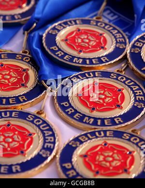 Soccer - Blue Square Premier League -Stevenage Borough v York City - Broadhall Way. A general view of Blue Square winners medals Stock Photo