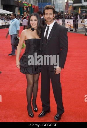 Barbara Mori and Hrithik Roshan arrive for the premiere of Kites, at Odeon West End in central London. Stock Photo