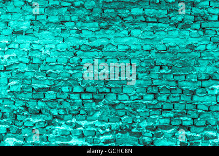 Berlin underground wall old with bricks and colors in turquoise grayish gray scale colors Stock Photo