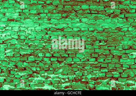 Berlin underground wall old with bricks and colors in light dark green reddish greenish colors Stock Photo