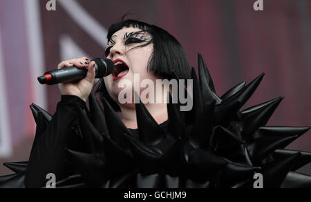 Beth Ditto of The Gossip performing on the Main Stage during the Wireless Festival in Hyde Park, central London. Stock Photo