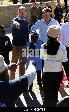 Prince William and Prince Harry visit an event organised by the Mamohato Network Club for children suffering from HIV Aids in Maseru, Lesotho. Stock Photo