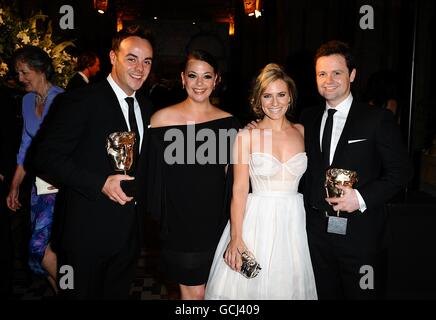 (left to right) Anthony McPartlin, Lisa Armstrong, Georgie Thompson and Declan Donnelly, at the Philips British Academy Film Awards Aftershow Party, at The Natural History Museum, London. Stock Photo