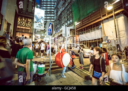 People going to Lan Kwai Fong after work Stock Photo