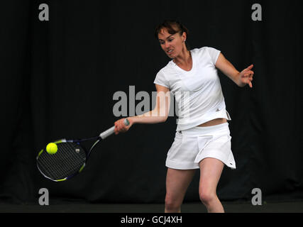 Tennis - The Nottingham Masters 2010 - Day One - Nottingham Tennis Centre. Switzerland's Martina Hingis in action during her match with Australia's Monika Wejnert Stock Photo