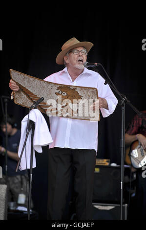 Rolf Harris performs with his wobble board on the first day of music on ...