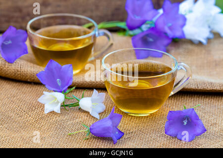 Two cups of herbal tea in the garden Stock Photo