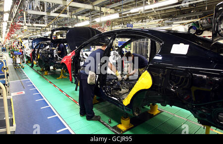 Toyota stock. A generic stock photo of engineers working on the production line at the Toyota plant, Burnaston, near Derby. Stock Photo