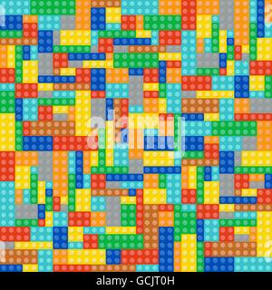 Background made of toy construction brick blocks, vector graphic Stock Vector