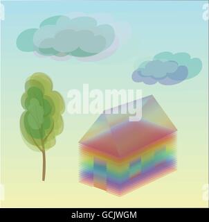 Rainbow house. Vector illustration Eps 10 Stock Vector