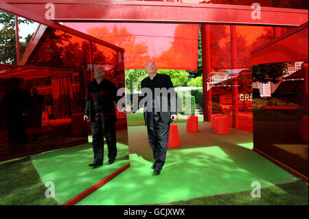 French architect Jean Nouvel views his design for the Serpentine Gallery Pavilion in Kensington Gardens, London. Stock Photo