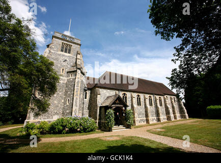 A general view of St Paul's Church, Woldingham, Surrey, where Katie Price and her cage fighter husband Alex Reid had a lavish church blessing ceremony today held under a veil of secrecy. Stock Photo