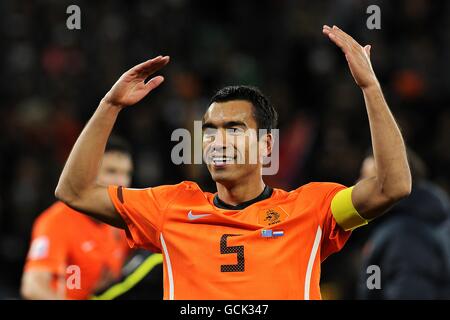 Netherlands' Giovanni Van Bronckhorst celebrates after the final whistle Stock Photo