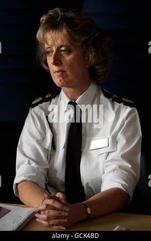 Northumbria Police Temporary Chief Constable Sue Sim at the Jubilee Hall for a police briefing in Rothbury, Northumberland, as the hunt for Raoul Moat continues. Stock Photo