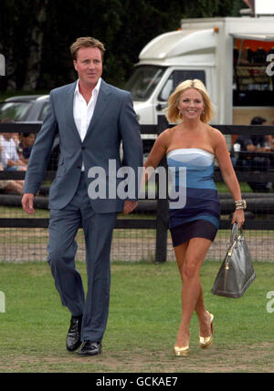 Geri Halliwell arrives with her boyfriend Henry Beckwith at the Cartier International Polo day, held at the Guards Polo Club in the Great Park, Windsor, Berkshire. Stock Photo