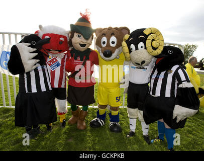 (left-right) Notts County's Mrs Magpie, Lincoln City's Poacher the Imp, Nottingham Forest's Robin Hood, Leicester City's Filbert Fox, Derby County's Rammie and Notts County's Mr Magpie pose for a photo Stock Photo