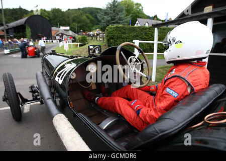 Nicholas Pellett in the 1914 Sumbeam TT during Shelsley Walsh Hill Climb, Worcestershire. Stock Photo