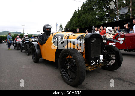 Matthew Johnston in the 1929 Austin 7 Supersports during Shelsley Walsh Hill Climb, Worcestershire. Stock Photo