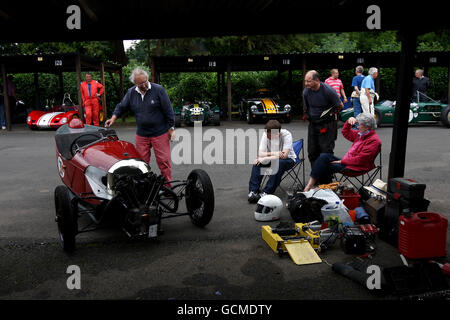 Alistair Rew and his 1928 Morgan Aero 200 mile during Shelsley Walsh Hill Climb, Worcestershire. Stock Photo