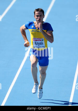 Athletics - IAAF European Championships 2010 - Day One - Olympic Stadium. Ukraine's Myhaylo Knysh competes in the men's 400m during day one of the IAAF European Athletic Championships in Barcelona Stock Photo