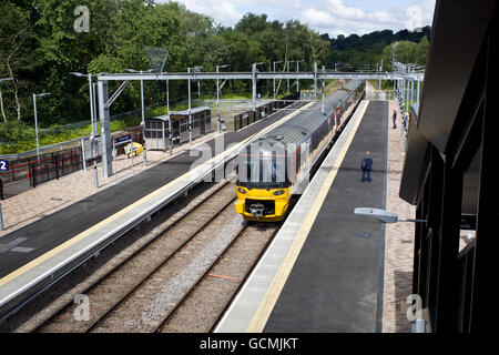 Kirkstall Forge Railway Station, Leeds,  opened in June 2016 at a cost of £10,000,000 Stock Photo