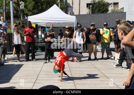 LOS ANGELES, CA - JUNE 19: kids dancing during Beat Swap Meet in Grand Park, Los Angeles on June 19, 2016. Stock Photo