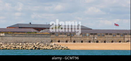 A general view from the sea of the Immigration Removal Centre at Gosport, Hampshire Stock Photo
