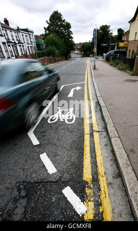 Cycle lane in Margate. 160,000 route from the seafront to Draper's Mill. Stock Photo