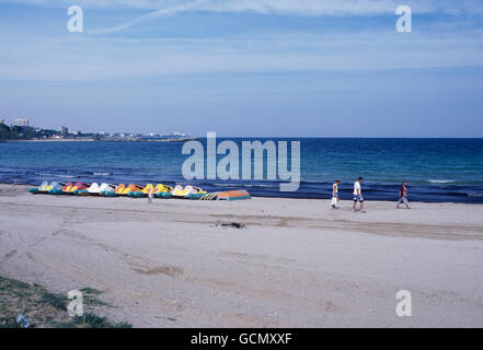 the beach in the city of constanta on the Black sea in Romania in east europe. Stock Photo