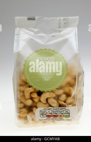 200 gram bag of Tesco Cashew nuts Stock Photo