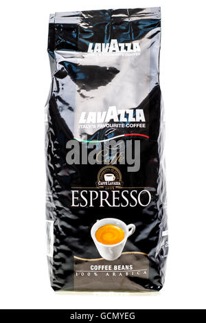 Sealed bag of Lavazza Espresso Arabica coffee beans Stock Photo