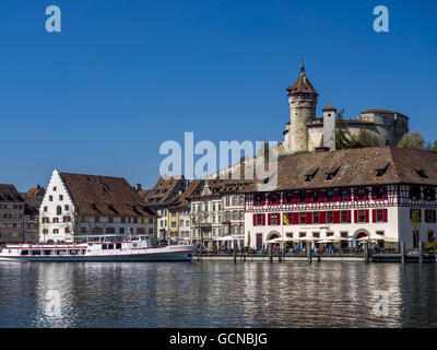 Schaffhausen with Fortress Munot at the Rhine River, Switzerland Stock Photo