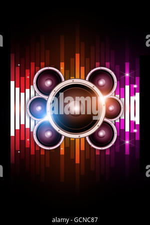 abstract multicolor music equalizer and sound speaker background for party events Stock Photo