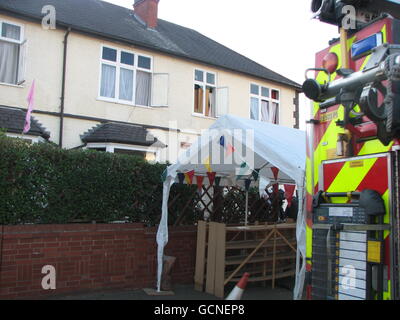 Hare Krishna temple fire Stock Photo