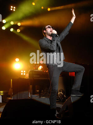 Tom Meighan of Kasabian performs on stage at the O2 Academy Brixton in South London. Stock Photo